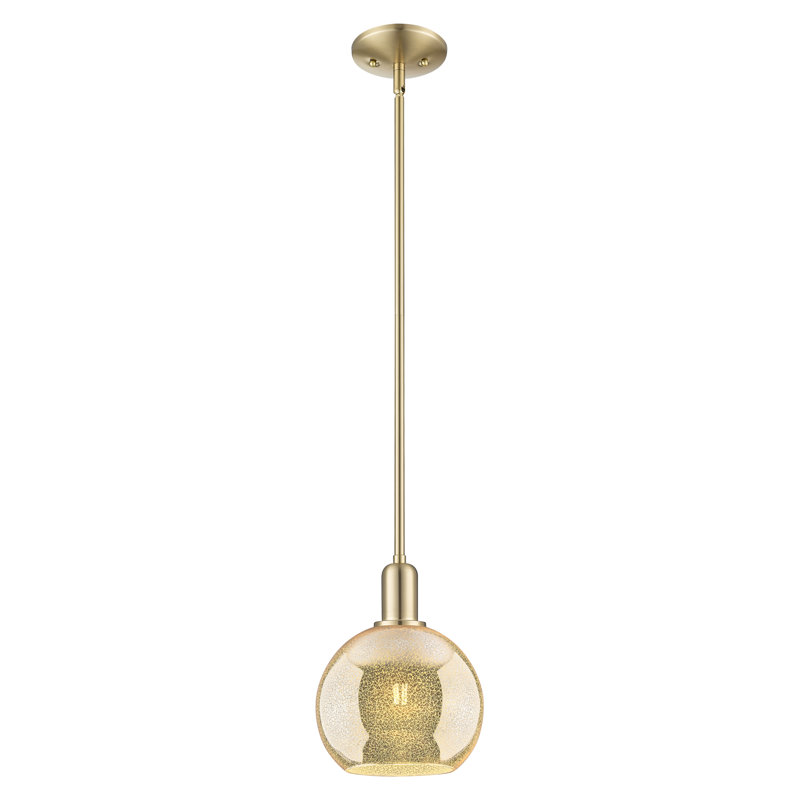 Mini-luminaire suspendu 1 lumière Arcadia - Athens, H 7 po x l 8 po x P 8 po, Mercure, Bronze champagne