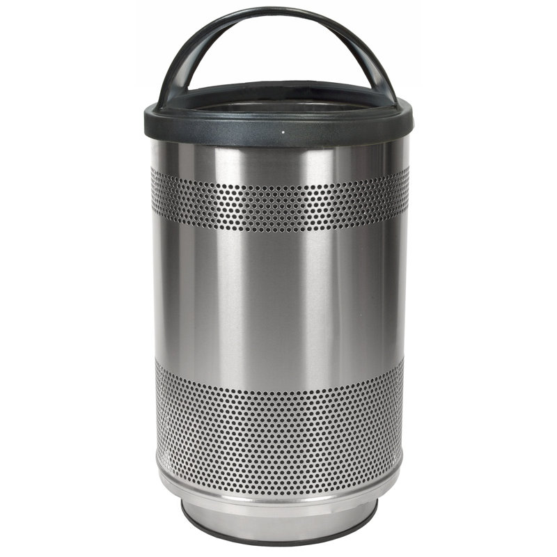 Stadium Series Perforated Metal Steel Open Kitchen Trash Can - 55 Gallons