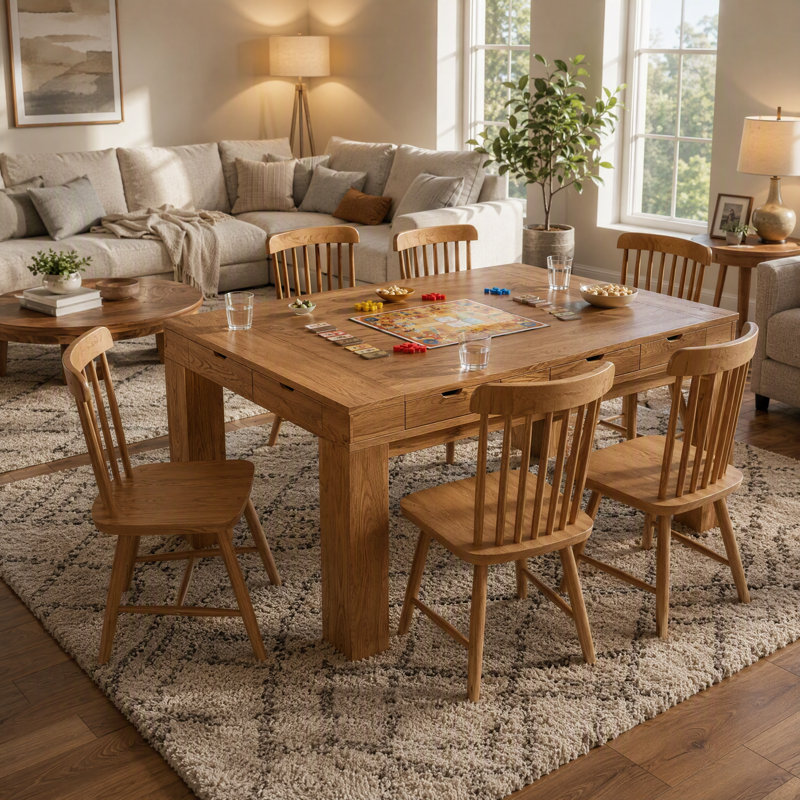 Table de jeu moderne avec plateau amovible et lumières DEL pour 4 à 6 joueurs