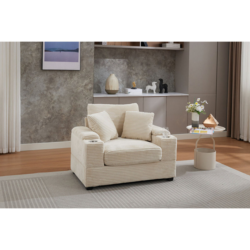 Canapé rembourré Corduroy, Beige