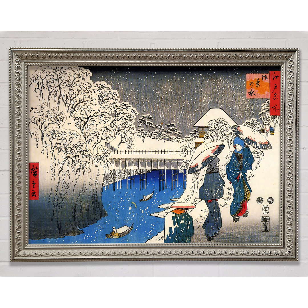 Hiroshige Zwei Damen unterhalten sich im Schnee - Einzelne Bilderrahmen Kunstdrucke