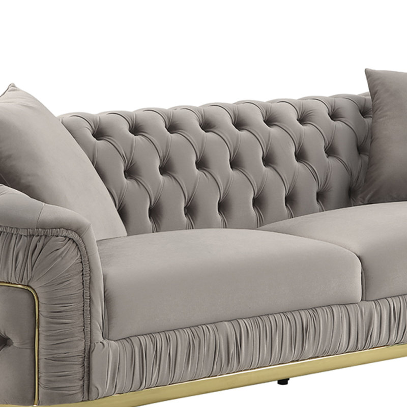 Canapé en velours 92 po Valorie, Velours taupe