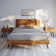 Georgina Solid Wood Platform Bed Frame with Headboard, Mid Century Geometric Pattern