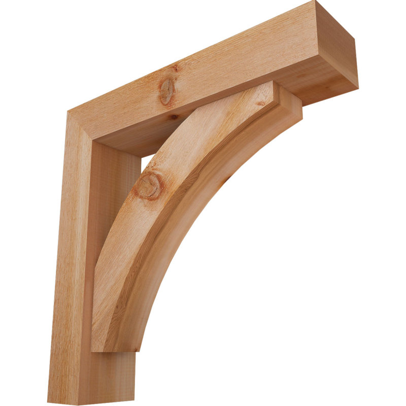 Thorton Block Bracket with Offset Brace, 26 x 26, 6"W Western Red Cedar (Rough Sawn)