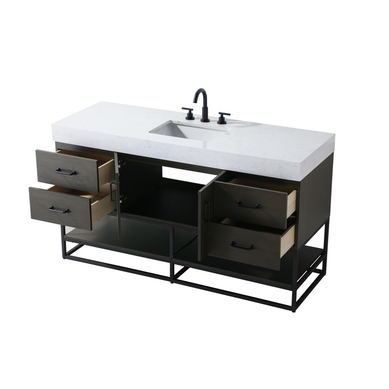 60 inch Single Bathroom Vanity, Mocha Brown