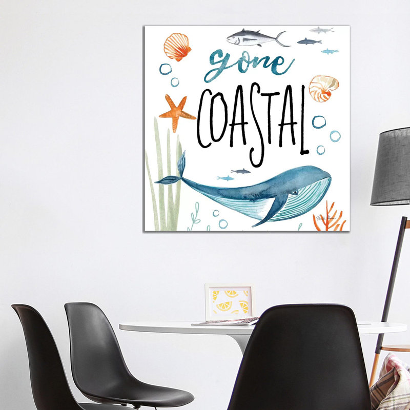 Whale Tale I Gone Coastal by Farida Zaman - Wrapped Canvas Gallery-Wrapped Canvas Giclée, 93.98 cm H x 93.98 cm W x 1.91 cm D