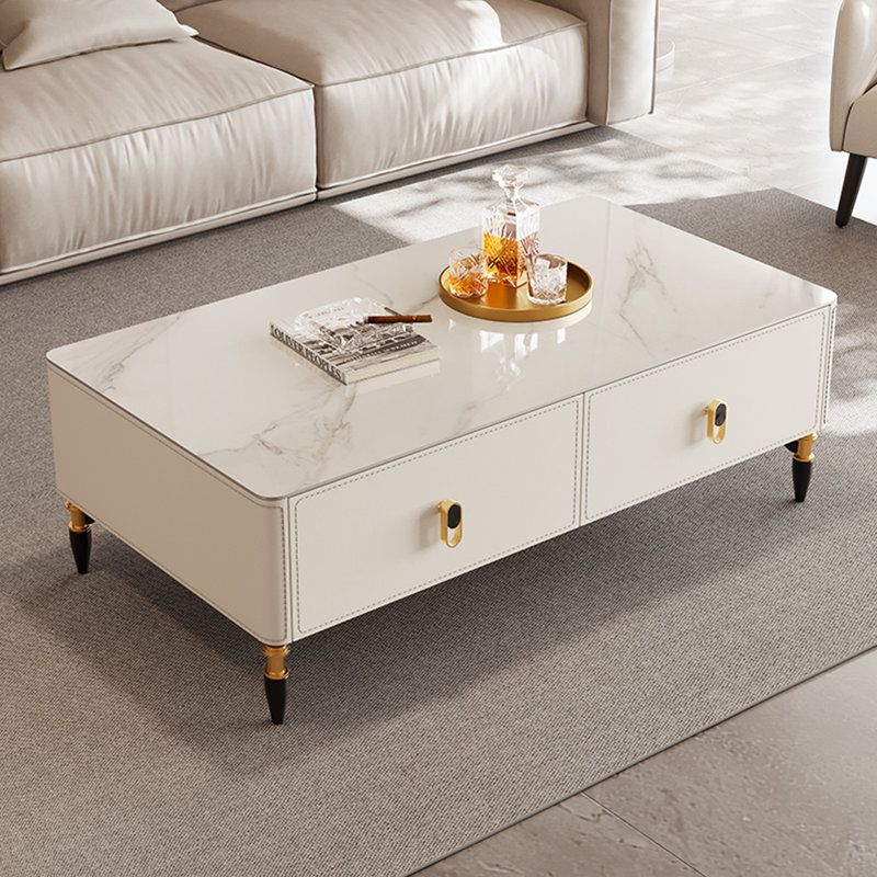 Table basse Modern, Blanc, H 15,74 po x L 47,24 po x l 23,62 po