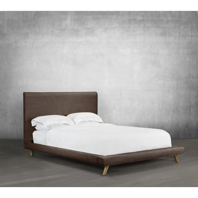 Lit plateforme en tissu d’ameublement, Caramel, Double