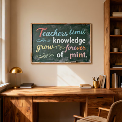 Text & Numbers Teachers Limits Knowledge Grow Forever Of Mint