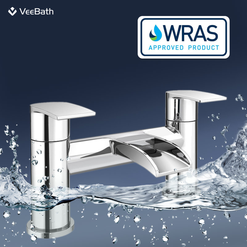 VeeBath Symphony Round Waterfall Bath Filler Mixer Tap, Chrome