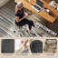Adjustable Rolling Stool, PU Salon Chair with Foot Rest, Black