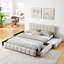 Lit rembourré, base de lit rembourrée confortable, tissu chenille-1133919224