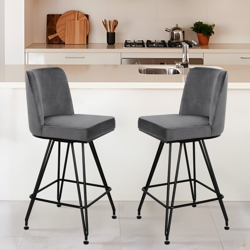 Tabouret de bar 26 po Bram, Gris, 1