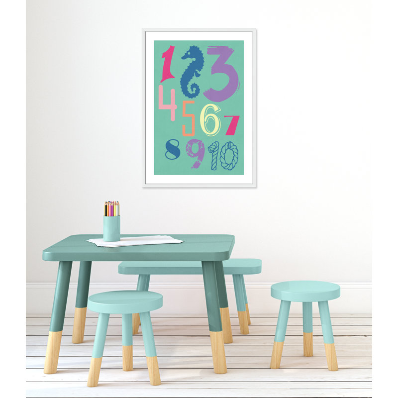 Décoration murale 123 pour enfants, H 35,5 po x l 25,5 po x P 1,19 po, Encadré de boîte blanc