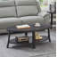 Table basse contemporaine à tablette ovale en bois avec double rangement-642502616