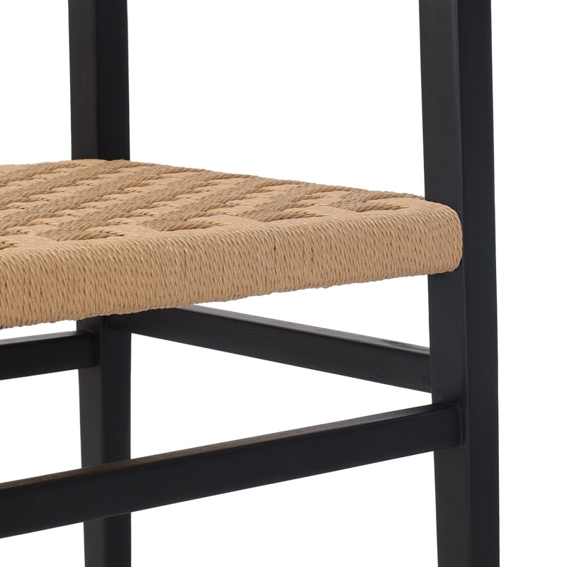 Mallory Woven Dining Chair, Distressed Black Ash