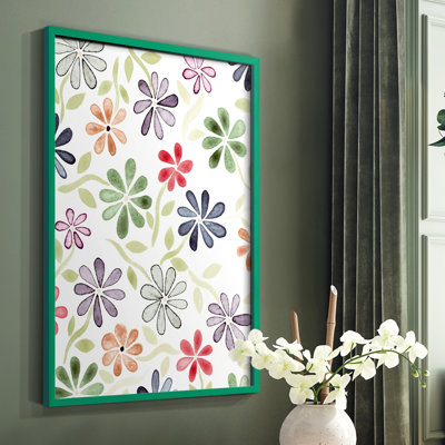 «Faded Flowers I», reproduction encadrée - bois massif