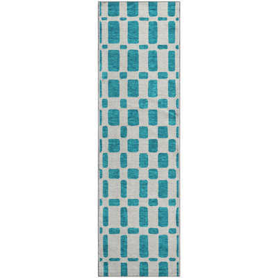Premium Machine Washable Prisco Teal Rug
