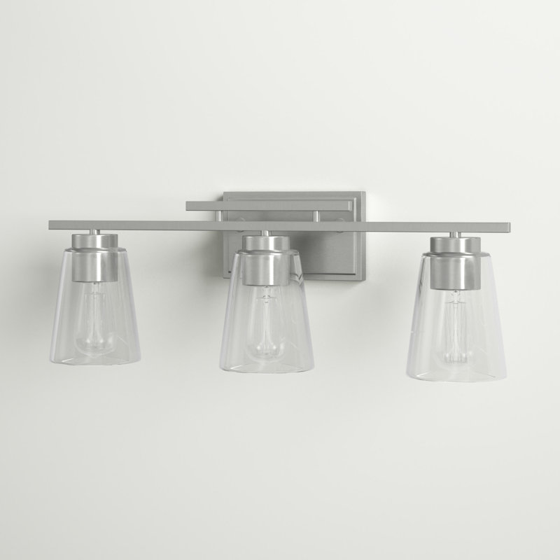 Calhoun 3-Light Satin Nickel Vanity Fixture with Clear Glass Shades