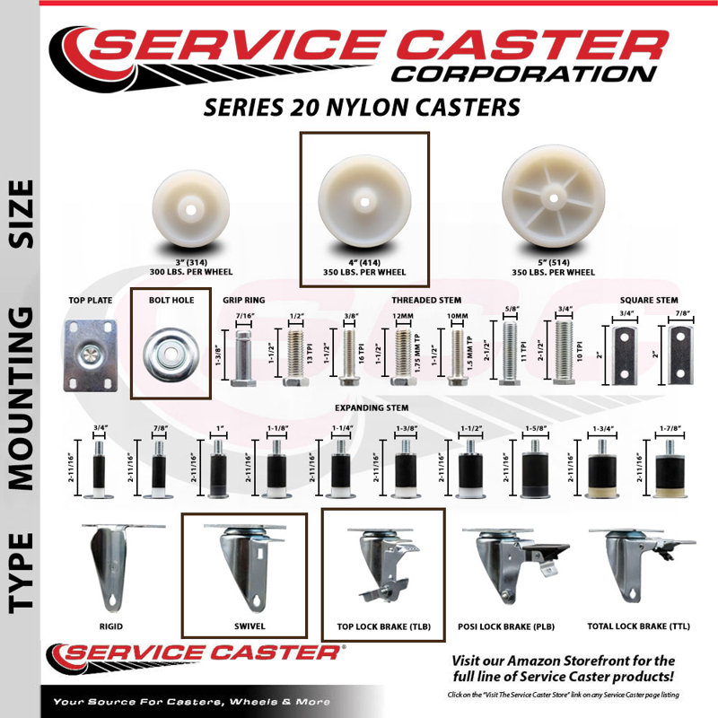 Nylon Swivel Bolt Hole Caster