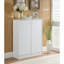 Armoire à chaussures / rangement blanche à deux portes avec cinq tablettes, deux tablettes pour plus de commodité