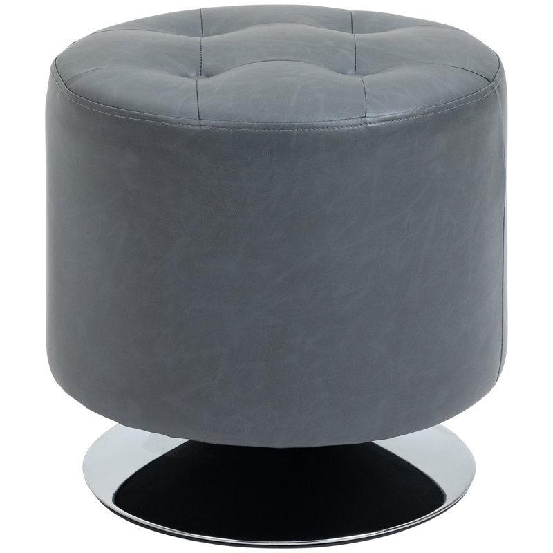 Lashune 45.5cm Wide Tufted Round Solid Colour Footstool Ottoman