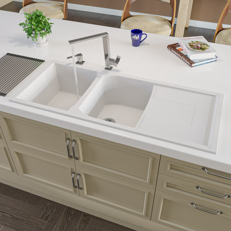 45.69'' L Double Bowl Granite Kitchen Sink