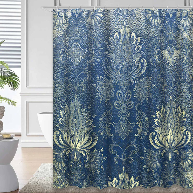 Fleur abstraite rétro avec bordure grunge et 12 crochets, L 72 po x l 78 po