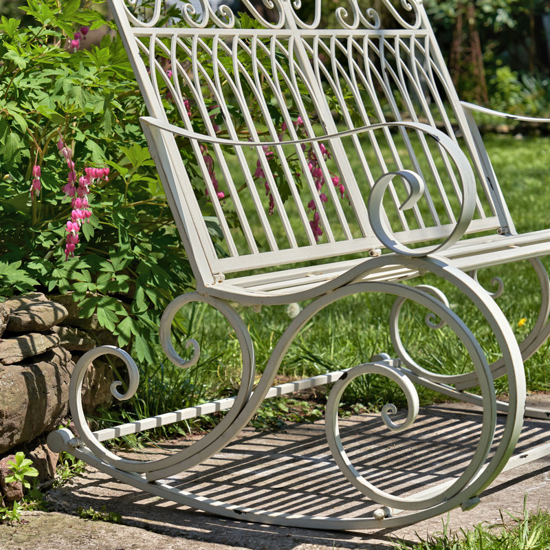 Banc à bascule en métal Dominy, Blanc antique