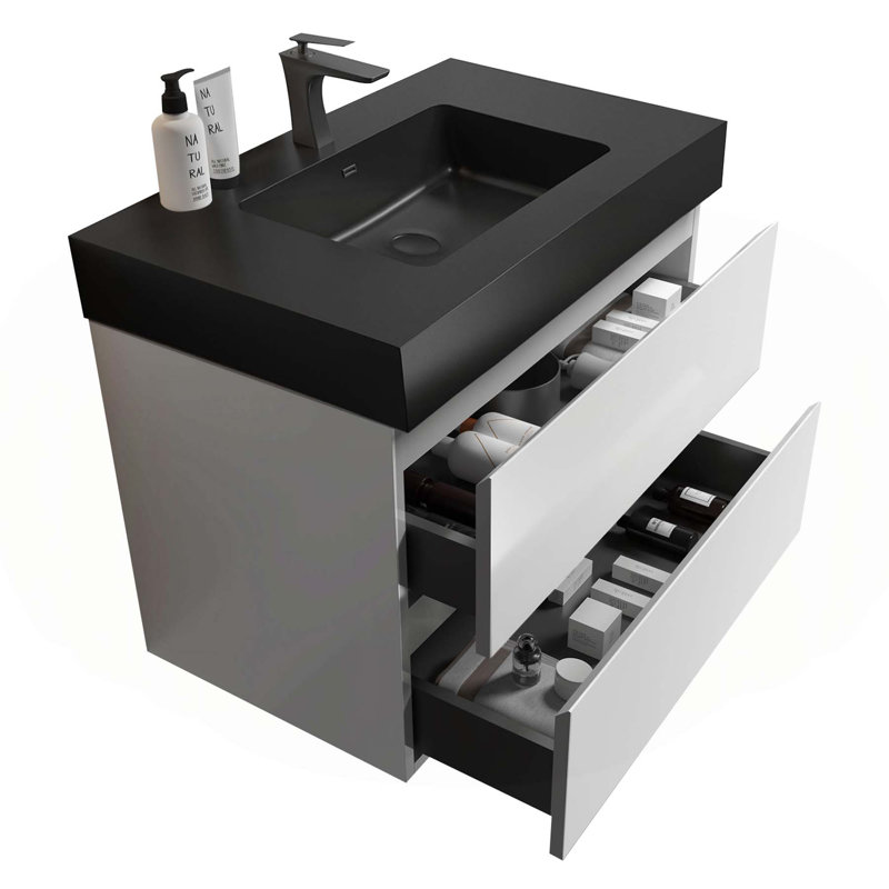 Meuble-lavabo moderne avec caractéristiques avancées et design élégant, Blanc