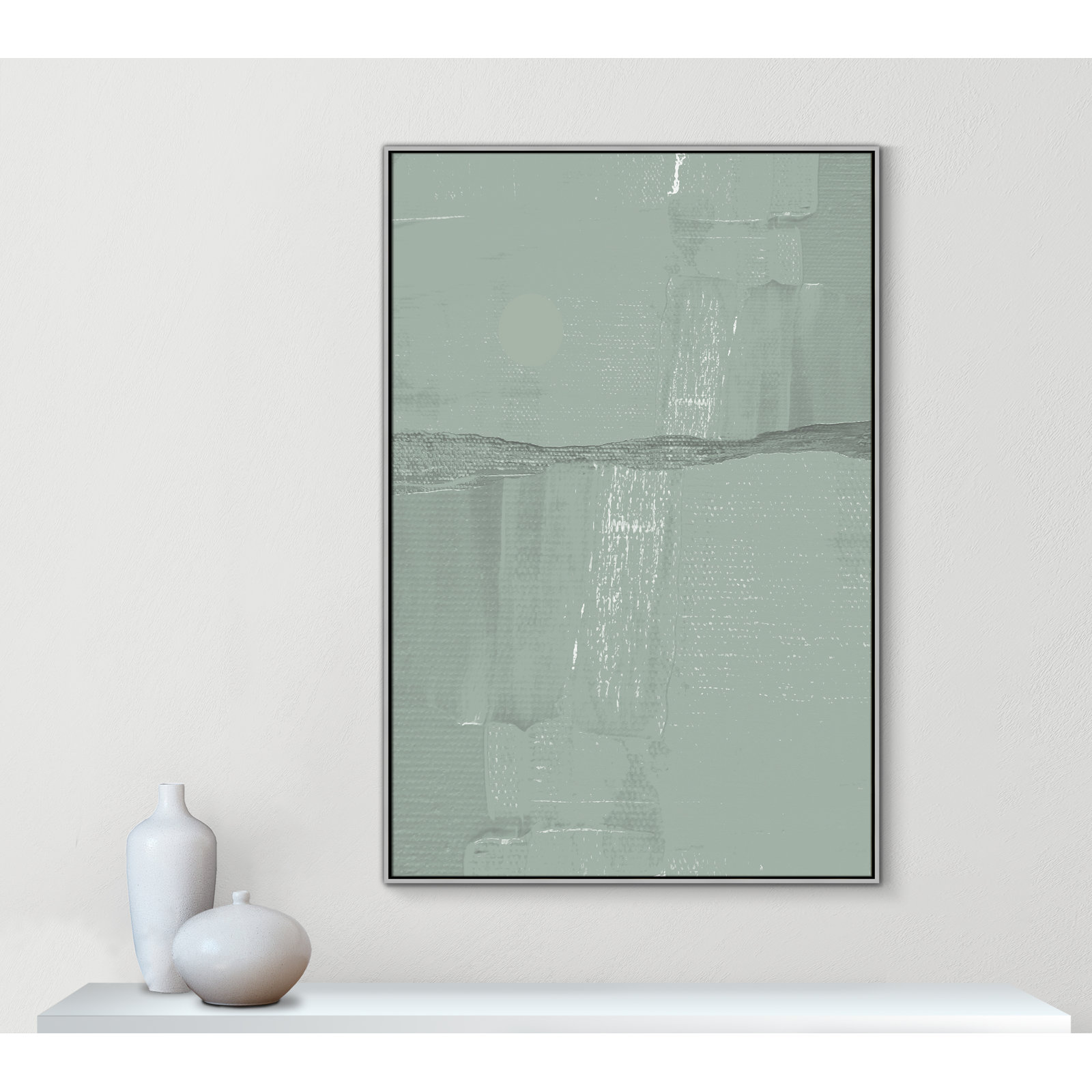 Sage Abstract, 61.5" H x 41.5" W x 2" D, Silver 