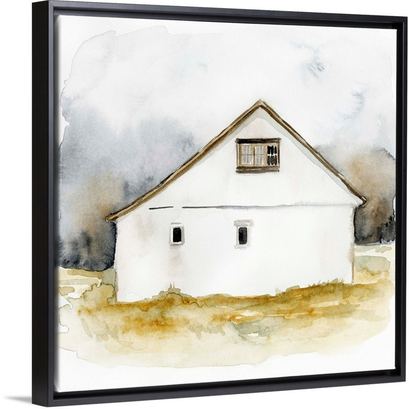 Reproduction d’art sur toile, "Barn Watercolor I" par Victoria Barnes, H 22 po x l 22 po x P 1,75 po, Cadre flottant noir