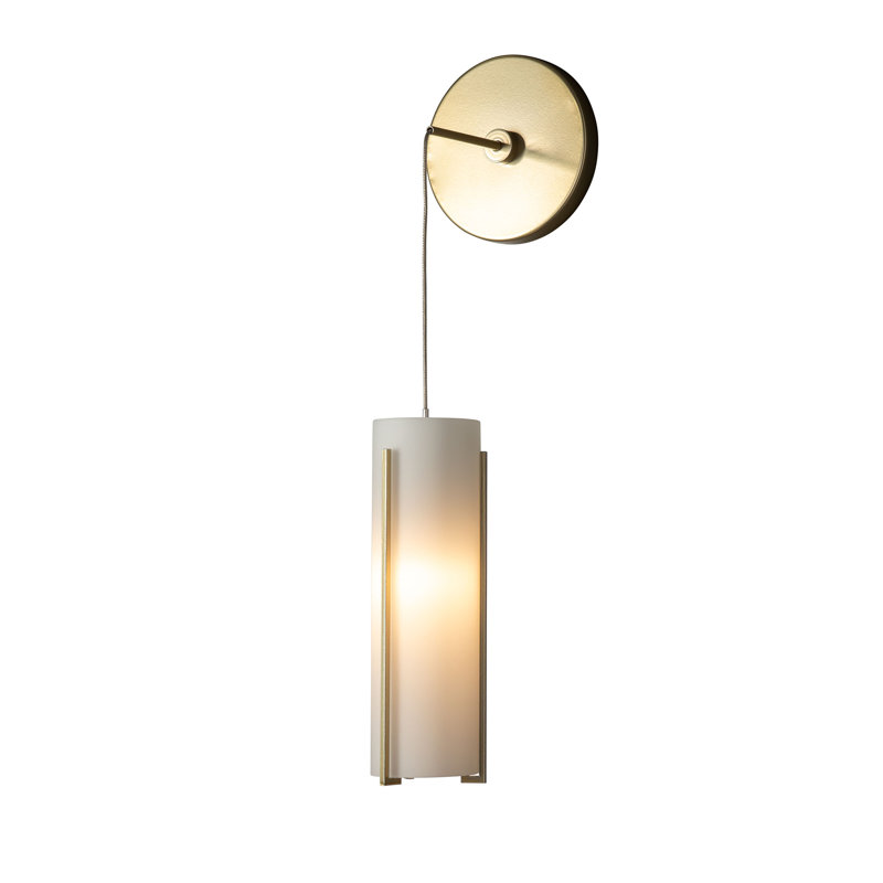 Applique murale à bras en acier 1 lumière Exos, Blanc opale, Laiton moderne