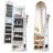 360° Swivel  Arched Jewelry Cabinet, Standing and Lockable Jewelry Armoire with Full-Length Mirror-838720880