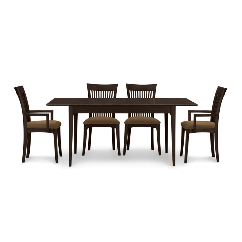 Sarah 4 - Person Solid Wood Top Four Leg Dining Set, Smoke Cherry, 30" H x 48" W x 36" D, White Leather