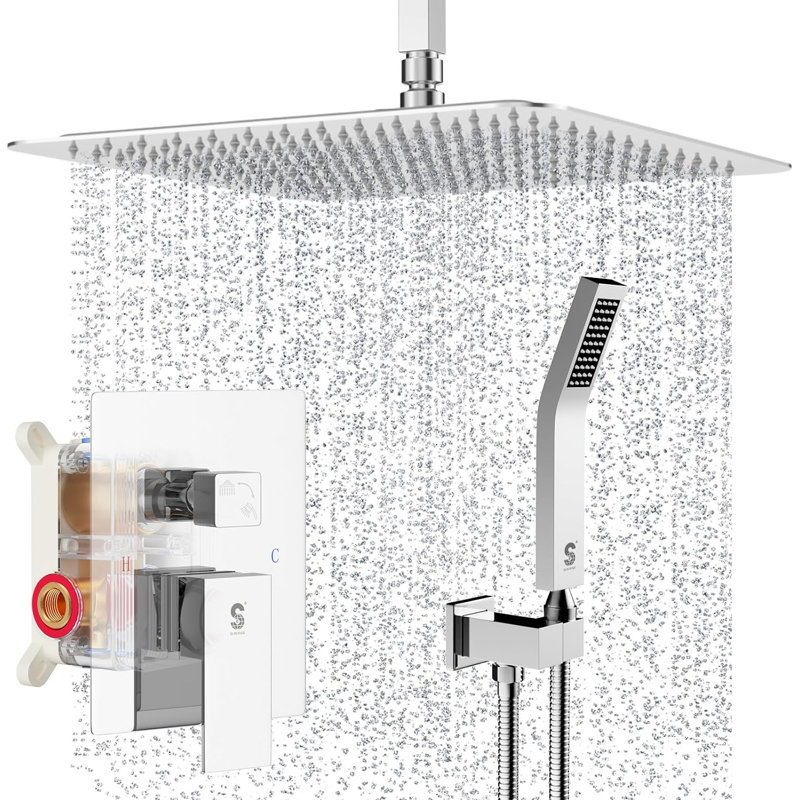 Système de douche complet avec valve brute, Chrome poli