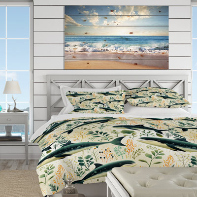 Oceanic Whale Coastal Pattern III - Ensemble de housse de couette Coastal