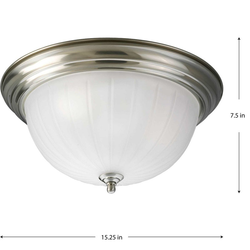 Plafonnier semi-encastré 3 lumières 15,25" Parthenia, Nickel brossé, Culot moyen