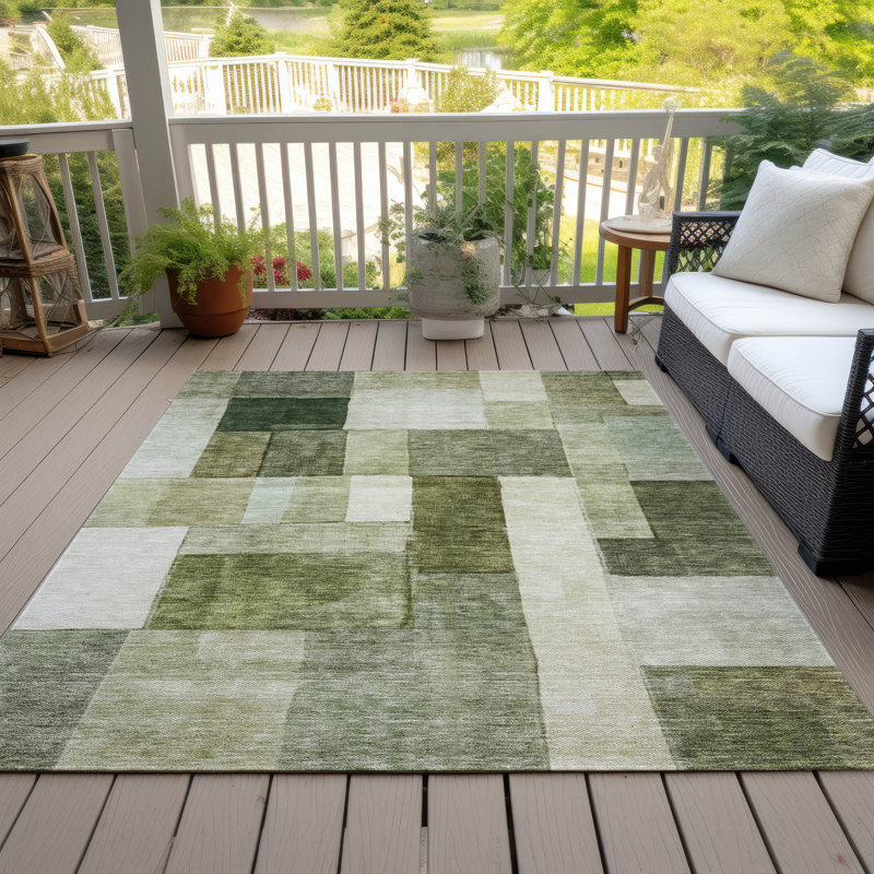 Machine Washable Indoor/Outdoor Cicel ACN1190 Sage Rug, Rectangle 9' x 12'