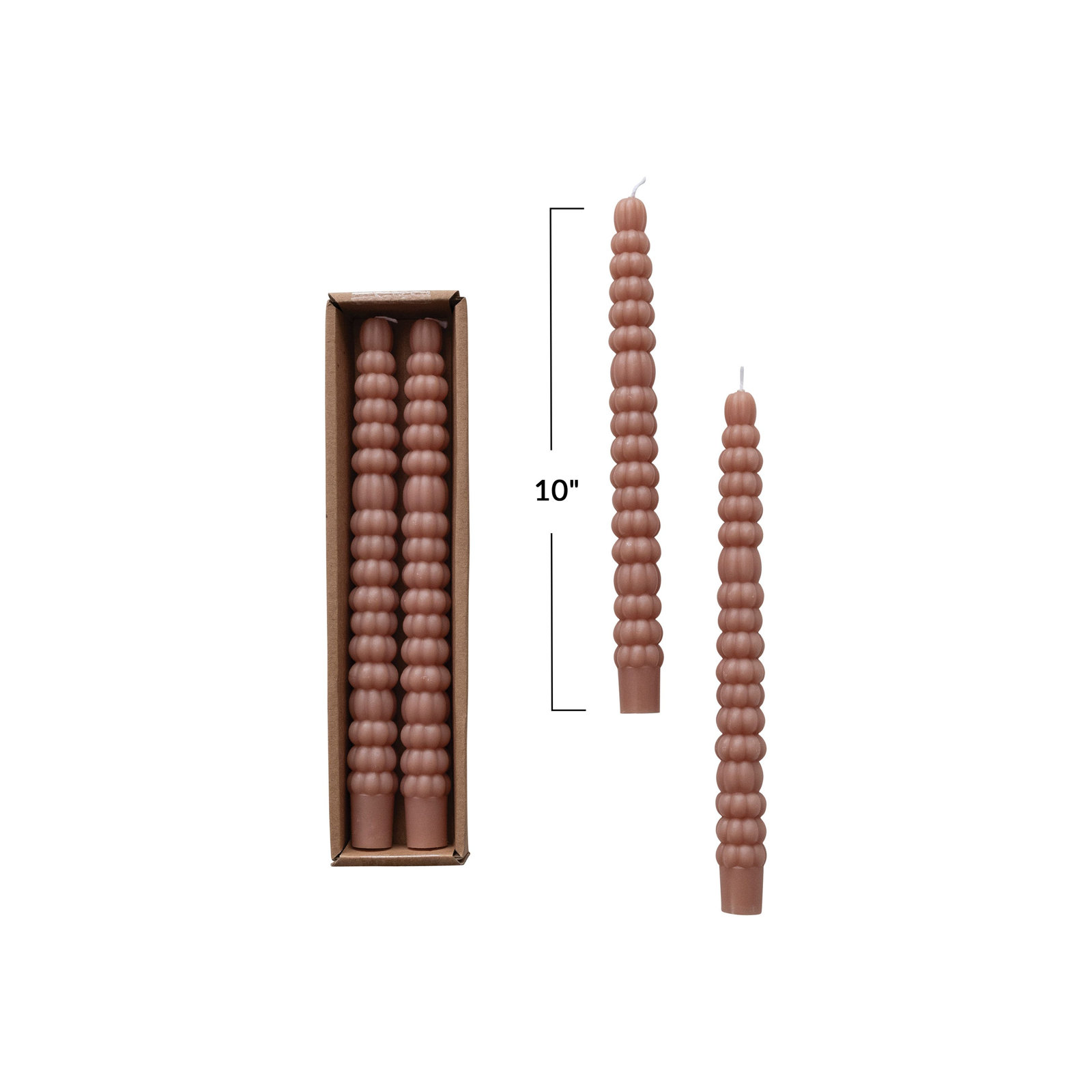 Unscented Pumpkin Shaped Taper Candles In Box, Tan