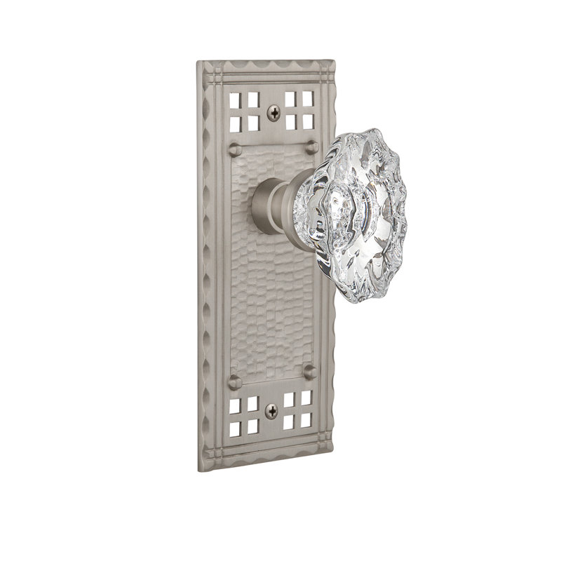 Craftsman Plate with Chateau Door Knob, Satin Nickel