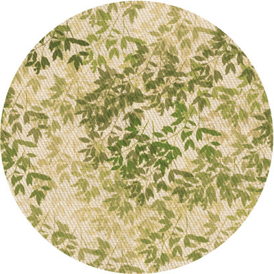Tapis floral en laine vert