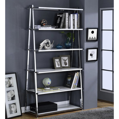 6 Fixed Shelves Rectangular Display Shelf In White And , With Open Back Panel For Stylish Display, 35.15 Product Depth, 16.39 Width, 69.61 Height Bookcase Panel, Great Showcasing Books Or