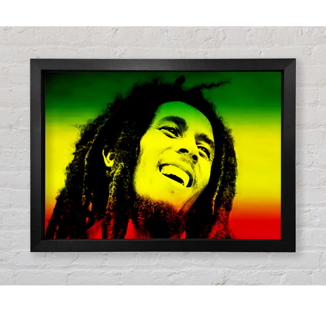 Gerahmter Kunstdruck Bob Marley Rasta Colours