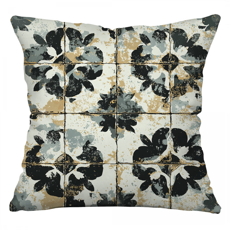 Tile Throw Pillow, Classic Cotton Twill Pillows, Square 14"