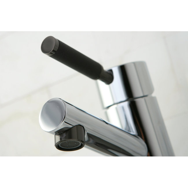 Water Onyx Centerset Bathroom Faucet with Brass Pop-Up, Polished Chrome/Black Nickel