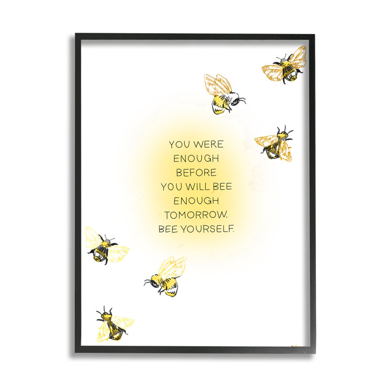 «Bee Yourself» par Amelia Noyes, H 20 po x l 16 po x P 1,5 po, Giclée encadrée noir minuit
