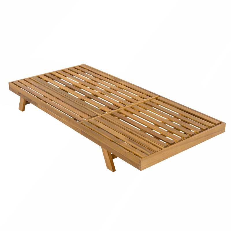 Méridienne pliable en bois d'acacia 2/3 avec dossier réglable et surface de rangement plate