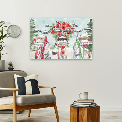 «Holiday Ride IV» contemporain noir bleu floral Christma Berrie