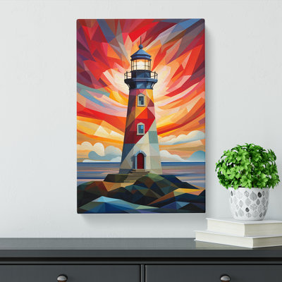 Lighthouse Geometric No.2 - Wrapped Canvas Print